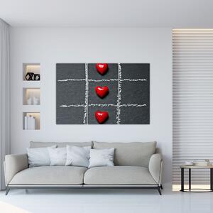 Šachovnica s červenými srdci (Obraz 120x80cm)