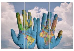 Obraz - mapa sveta na dlani (Obraz 120x80cm)