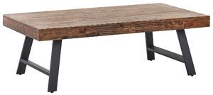 Konferenčný stolík tmavohnedý borovicové drevo MDF 130 x 70 cm stabilné čierne kovové nohy jedáleň obývacia izba industriálny štýl