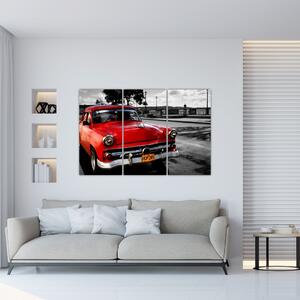 Obraz červeného auta - veterán (Obraz 120x80cm)