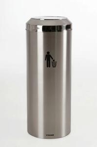 Eshop-kvetinace.sk Odpadkový kôš s výklopným vekom TUBE, výška 75 cm, nerez, strieborný, TUBE