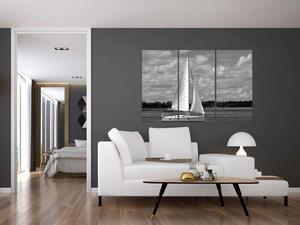 Obraz čiernobiele plachetnica (Obraz 120x80cm)