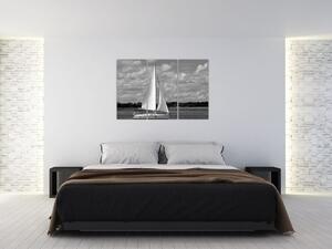Obraz čiernobiele plachetnica (Obraz 120x80cm)