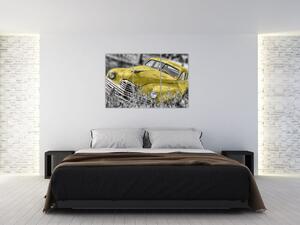 Obraz žltého autá na lúke (Obraz 120x80cm)