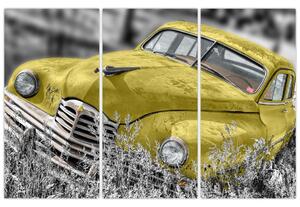 Obraz žltého autá na lúke (Obraz 120x80cm)