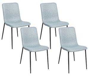 Sada 4 jedálenských stoličiek svetlomodrá látkové čalúnenie polyester železné nohy moderný štýl kuchyňa jedáleň