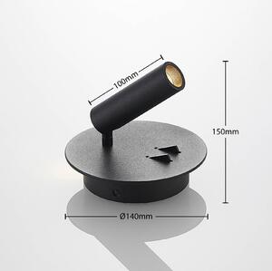Lucande Magya nástenné LED, čierne 2-pl. okrúhle