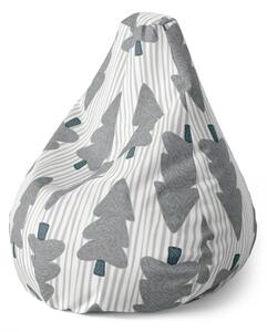 Sablio Sedací vak Pear Sivé stromčeky - 70 x 95 x 15 cm