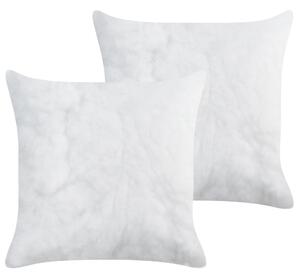 Sada 2 výplní do vankúšov biela polyester 45 x 45 cm štvorcový tvar vnútorné vložky doplnky spálňa