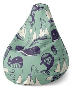 Sablio Sedací vak Pear Veľryby - 70 x 95 x 15 cm