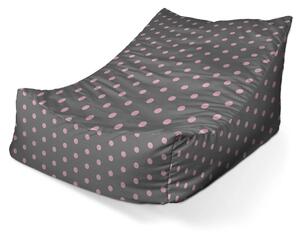 Sablio Sedací vak Lounge Ružové bodky na šedej - 80 x 95 x 50 cm