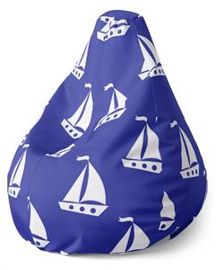 Sablio Sedací vak Pear Biele lode - 70 x 95 x 15 cm