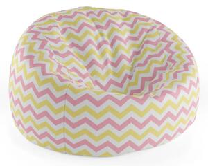 Sablio Sedací vak Cocoon Ružové a žlté cikcaky - 75 x 45 x 35 cm
