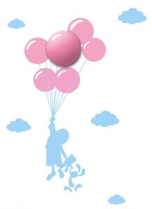 EUlight Detské nástenné svietidlo Balloons, 1x ružové plastové tienidlo, bl
