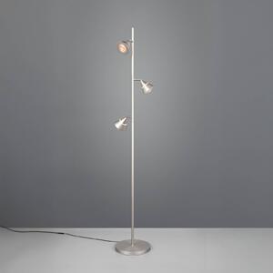 LED stojacia lampa Romeo, výška 150 cm, niklový kov, 3-pl., Hliník / sivá / zinok, Obývacia izba / jedáleň, kov, Moderný