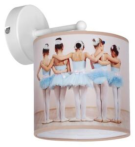 EUlight Detské nástenné svietidlo Ballerina, 1x plastové tienidlo so vzorom, w