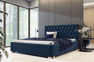 Čalúnená posteľ Vesemir 160x200cm, modrá MattVelvet