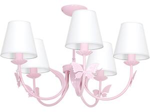 EUlight Detský luster Alice, 5x biele textilné tienidlo, p