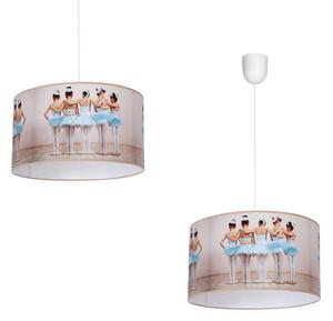 EUlight Detské závesné svietidlo Ballerina, 1x plastové tienidlo so vzorom, w
