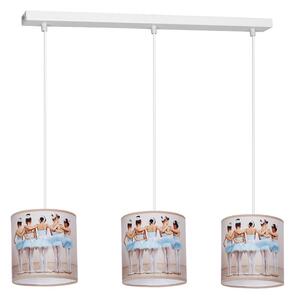 EUlight Detské závesné svietidlo Ballerina, 3x plastové tienidlo so vzorom, w