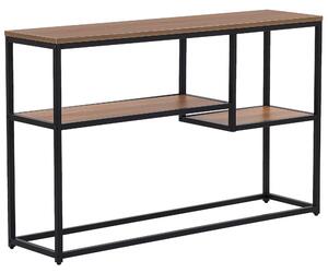 Konzolový stolík tmavé drevo čierna MDF kov 120 x 30 cm obdĺžnikový tvar 2 police úložný priestor industriálny štýl obývačka predsieň