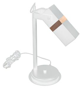 EUlight Stolná lampa Vidar, 1x drevené/biele kovové tienidlo, w