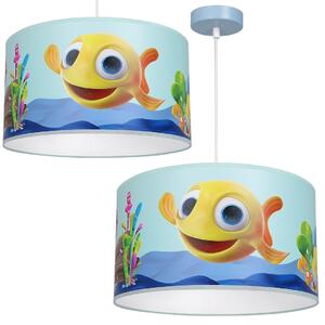 EUlight Detské závesné svietidlo Fish, 1x plastové tienidlo so vzorom, bl