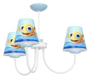 EUlight Detský luster Fish, 3x plastové tienidlo so vzorom, w/bl