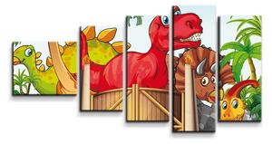 Sablio Obraz - 5-dílný Dinosauři 4 - 100x60 cm