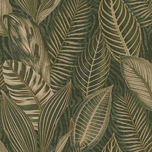 RASCH | Vliesová tapeta na stenu African Queen 751826 | 0,53 x 10,05 m | zelená, zlatá, krémová