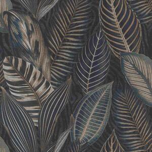 RASCH | Vliesová tapeta na stenu African Queen 751840 | 0,53 x 10,05 m | modrá, bronzová, šedá