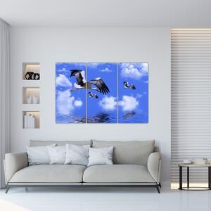 Obraz letiacich bocianov (Obraz 120x80cm)
