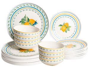 24-dielna sada jedálenského riadu biela zelená porcelán so vzorom citrónov glazúrovaný povrch servis pre 8 osôb kuchyňa jedáleň