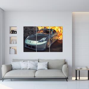 Obraz horiaceho auta (Obraz 120x80cm)