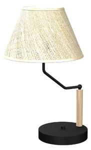EUlight Stolná lampa Etna, 1x slonovinové ľanové tienidlo, b/drevo