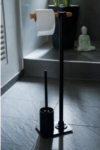 Čierny stojan na toaletný papier s toaletnou kefou Wenko Forli
