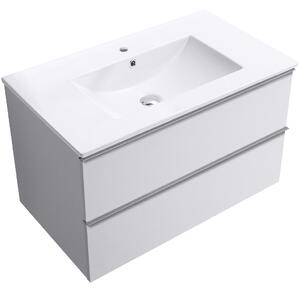 CERANO - Kúpeľňová skrinka Velora - biela matná, úchytka chróm + keramické umývadlo Todo - 101x55x46, 5 cm