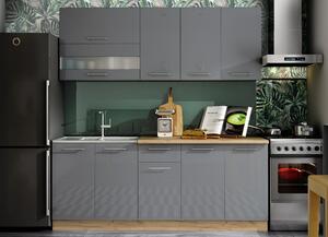 TIFFANY 200 sivý lesk, kuchynská linka 200 cm