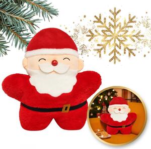 Zamatový dekoračný vankúš SANTA CLAUS, červený