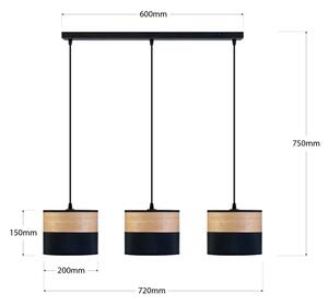 Luster na lanku ALBA 3xE27/15W/230V čierna/hnedá