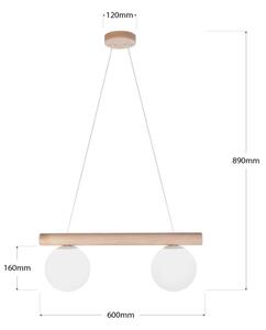Závesný luster na lanku WOODSTOCK 2xE27/15W/230V drevený/krémový