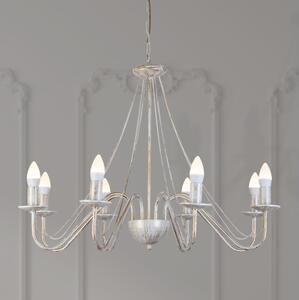 Luster na reťazi MALBO 8xE14/10W/230V biela/zlatá/patina