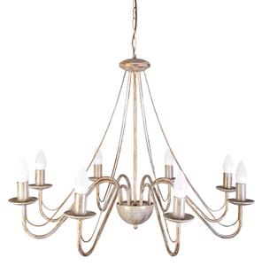 Luster na reťazi MALBO 8xE14/10W/230V biela/zlatá/patina