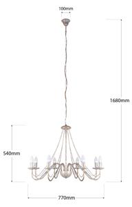 Luster na reťazi MALBO 8xE14/10W/230V biela/zlatá/patina