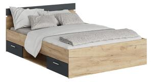 Manželská posteľ 140 cm Michigin (dub artisan + grafit) (s úložným priestorom). Vlastná spoľahlivá doprava až k Vám domov. 1096898