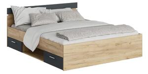 Manželská posteľ 160 cm Michigin (dub artisan + grafit) (s úložným priestorom). Vlastná spoľahlivá doprava až k Vám domov. 1096901