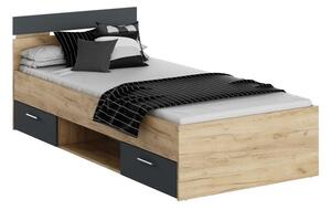 Jednolôžková posteľ 90 cm Michigin (dub artisan + grafit) (s úložným priestorom). Vlastná spoľahlivá doprava až k Vám domov. 1096895