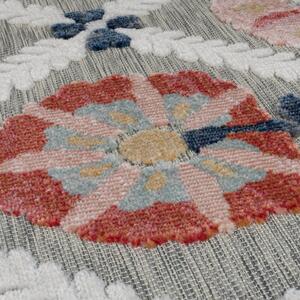 Flair Rugs koberce Kusový koberec Plaza Flora Grey – na von aj na doma - 80x230 cm