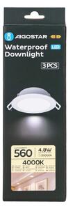 Aigostar- SADA 3x LED Vonkajšie podhľadové svietidlo LED/4,8W/230V 4000K IP65 biela
