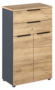 NovýNábytok.sk Komoda Klodekas 3 (grafit + dub artisan) . Vlastná spoľahlivá doprava až k Vám domov. 1097176